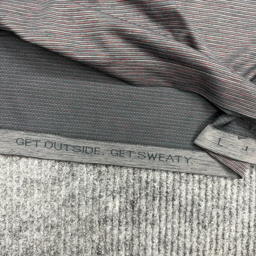 Lululemon Metal Vent Tech Shirt Mens L Gray Red Striped Gym Running Activewear